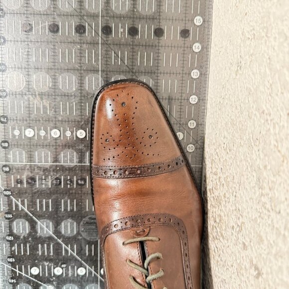 Calibrate Brandon Men Size 11 Brown Leather Brogue Cap Toe Oxford Dress Shoes - Picture 12 of 12